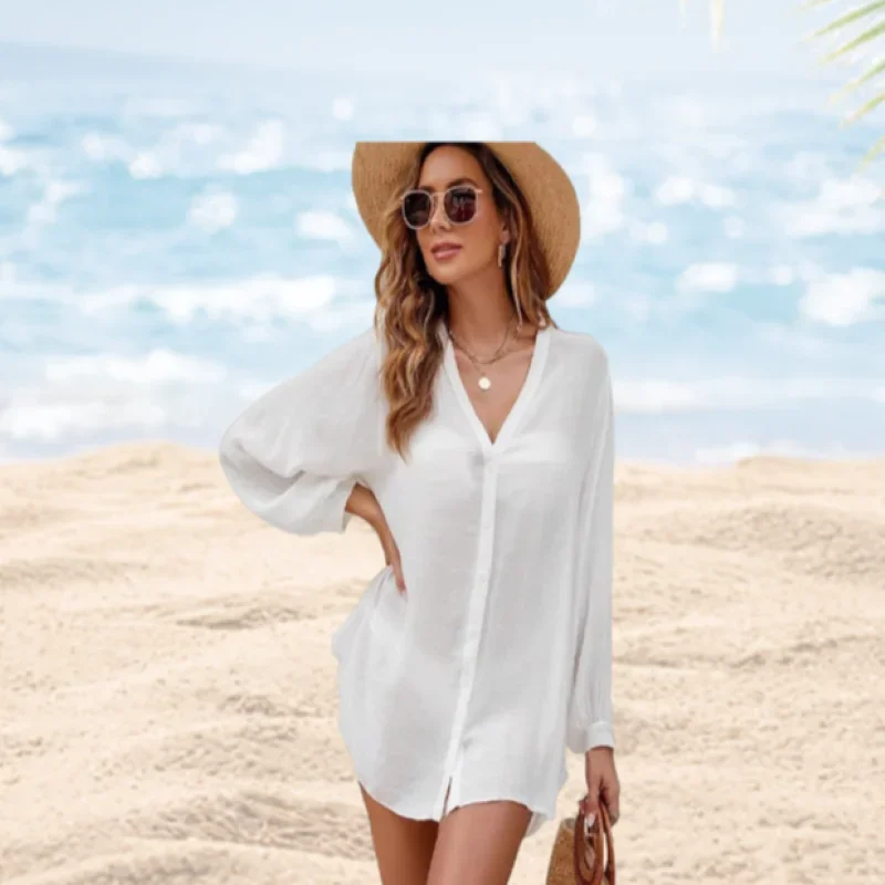 Women's Solid Color Cotton Bamboo Festival Shirt Beach Blouse Bikini Cover-Up Summer Top For Holiday Resortwear
Women's Solid Color Cotton Bamboo Festival Shirt Beach Blouse Bikini Cover-Up Summer Top For Holiday Resortwear