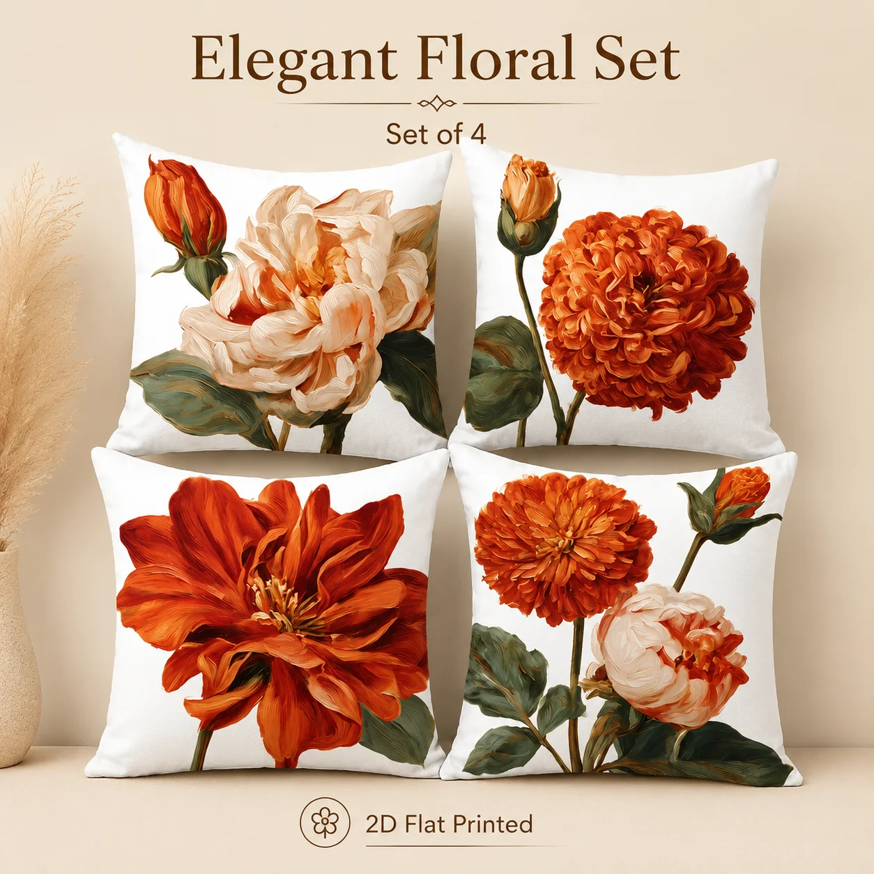 4 Pcs Elegant Floral Cushion Covers 2D Flat Printed Peach Skin Coussin Room Decor Vintage Flower Pillow Cases For Sofa Couch
4 Pcs Elegant Floral Cushion Covers 2D Flat Printed Peach Skin Coussin Room Decor Vintage Flower Pillow Cases For Sofa Couch