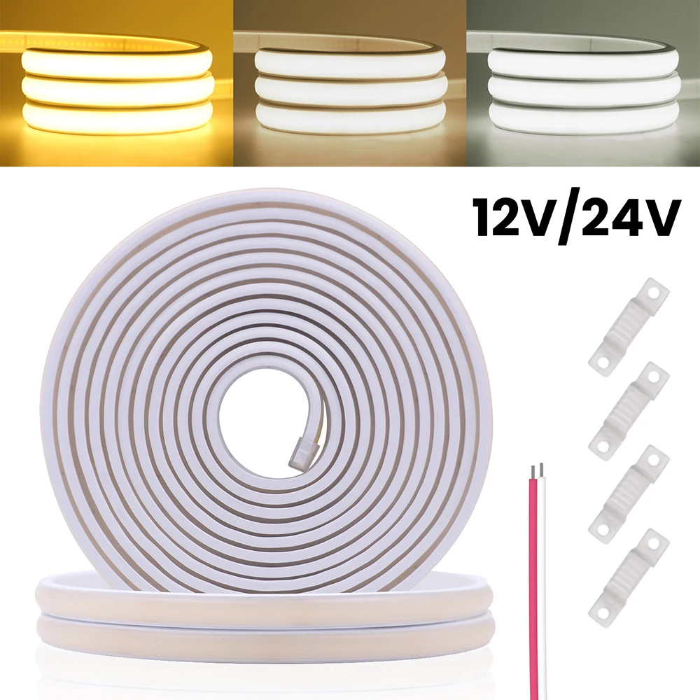 Waterproof 12V 24V COB Led Strip Light 320LEDs/m High Bright Flexible Ribbon RA90 for TV Backlight Kitchen Cabinet 2PIN DC Plug
Waterproof 12V 24V COB Led Strip Light 320LEDs/m High Bright Flexible Ribbon RA90 for TV Backlight Kitchen Cabinet 2PIN DC Plug