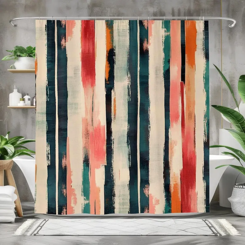 Modern Abstract Shower Curtain | Waterproof Fabric Bath Curtain | Vibrant Bathroom Decor | Teal, Coral, Beige, Orange
Modern Abstract Shower Curtain | Waterproof Fabric Bath Curtain | Vibrant Bathroom Decor | Teal, Coral, Beige, Orange