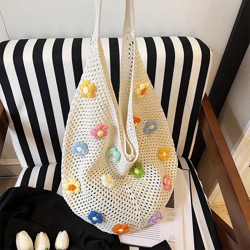 Creative Flower Knitted Bag Fashionable Design Mesh Tote Bags Versatile Shoulder Handbag Large Capacity Lightweight Storage Bags
Creative Flower Knitted Bag Fashionable Design Mesh Tote Bags Versatile Shoulder Handbag Large Capacity Lightweight Storage Bags