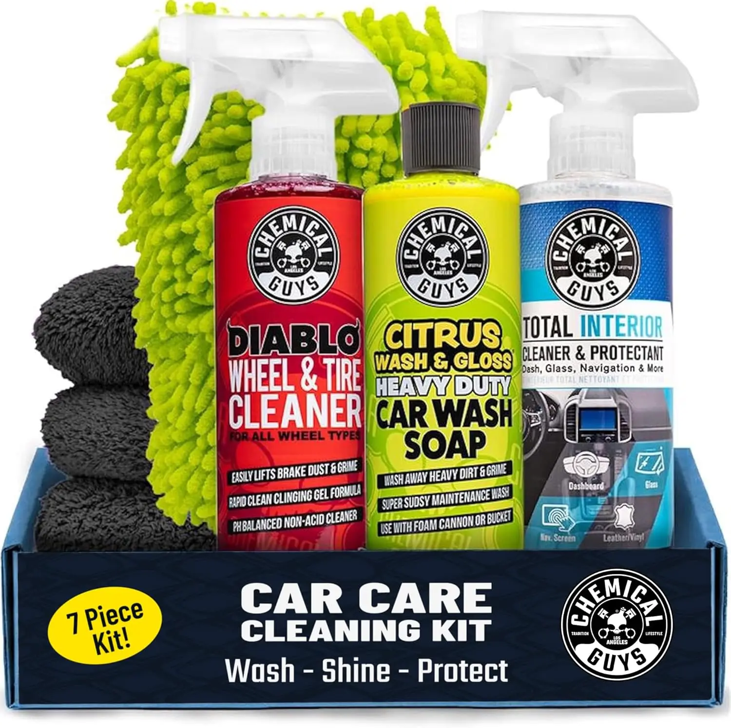 Complete Car Cleaning Kit with Soap, Wheel Cleaner, Interior Cleaner, Mitt - 7-Piece Vehicle Wash and Detailing Accessories Set
Complete Car Cleaning Kit with Soap, Wheel Cleaner, Interior Cleaner, Mitt - 7-Piece Vehicle Wash and Detailing Accessories Set