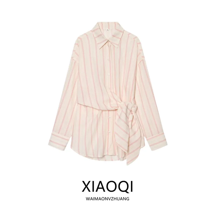 Summer 2026 Women's Casual Shirt Knot Design Versatile Loose Fit Long Sleeve Striped Pattern European Style Fashionable Top
Summer 2026 Women's Casual Shirt Knot Design Versatile Loose Fit Long Sleeve Striped Pattern European Style Fashionable Top