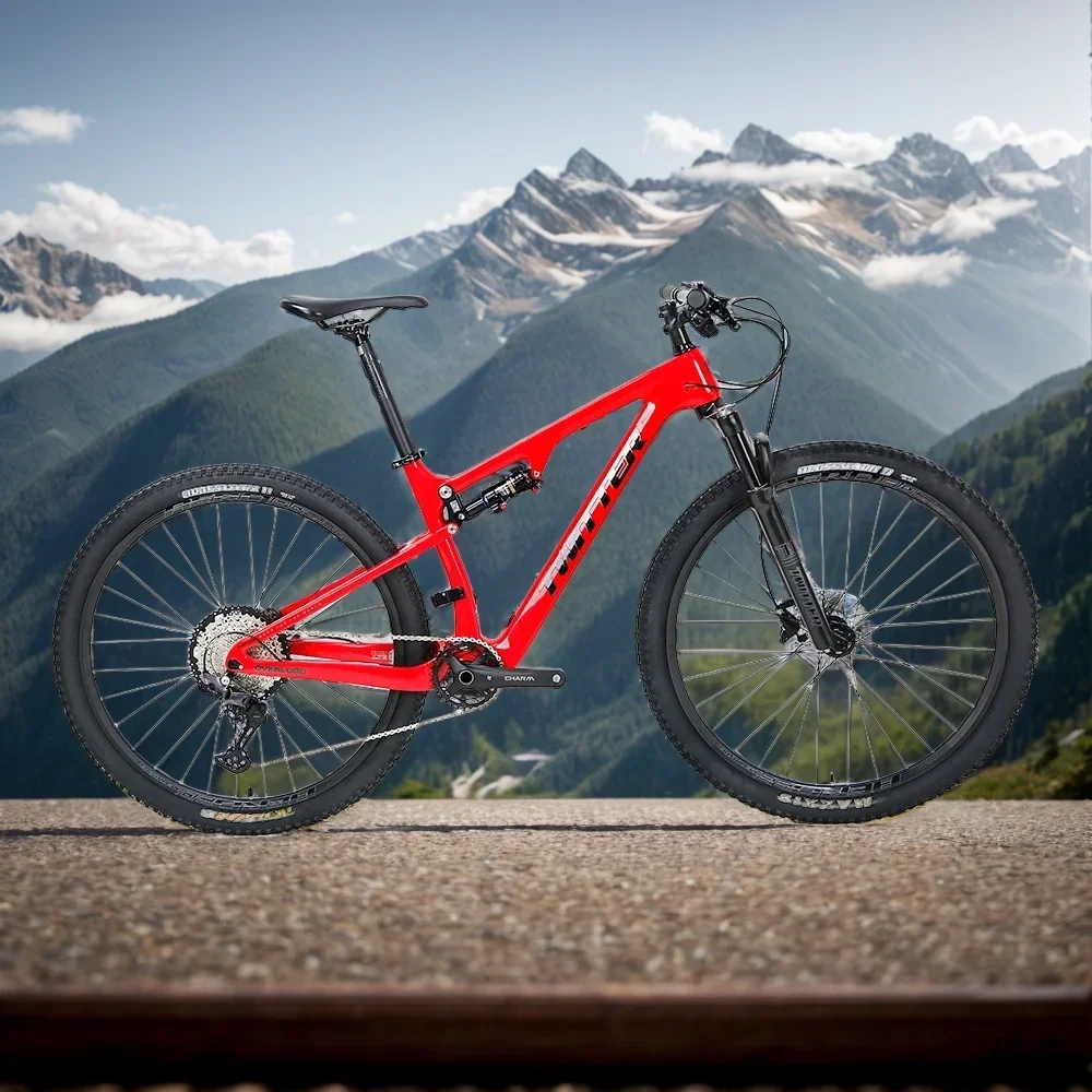 Twitter Full Suspension Carbon Fibre Mountain Bike Hydraulic disc brake gravel bike 12 speed MTB soft tail off-road racing
Twitter Full Suspension Carbon Fibre Mountain Bike Hydraulic disc brake gravel bike 12 speed MTB soft tail off-road racing