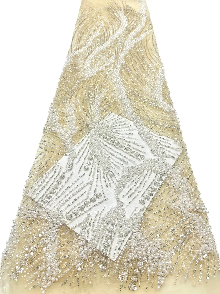 5 Yards Heavy Beaded Lace Fabric African Women's French Bridal Sequins Luxury Nigerian Tulle Cord Guipure Fabric For Dress
5 Yards Heavy Beaded Lace Fabric African Women's French Bridal Sequins Luxury Nigerian Tulle Cord Guipure Fabric For Dress