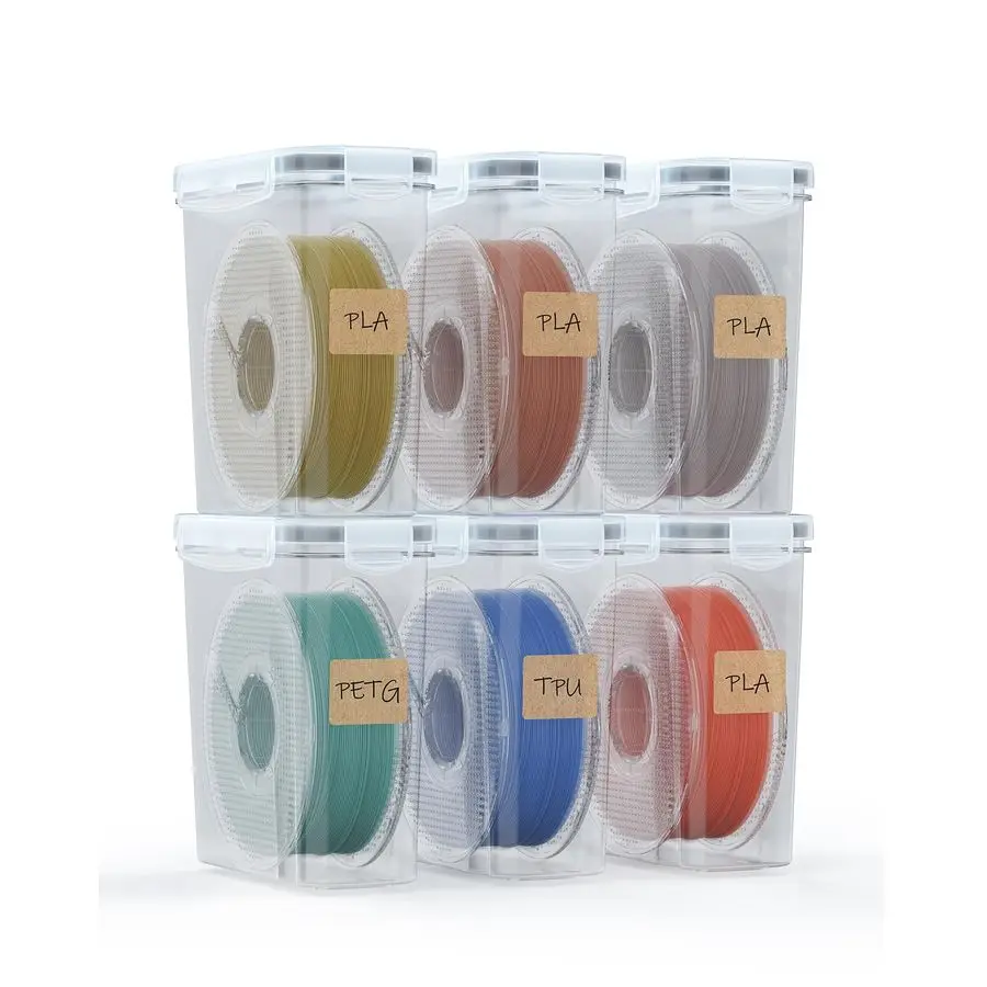 Portable Filament Storage Box 6 Pack 3D Printing Filament Container Sealing Protection with Desiccants & Label
Portable Filament Storage Box 6 Pack 3D Printing Filament Container Sealing Protection with Desiccants & Label