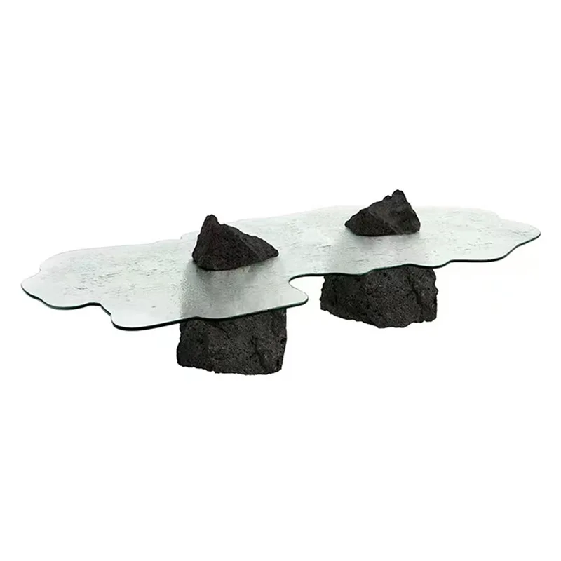 Simple and creative coffee table, designer living room irregular tempered glass low table
Simple and creative coffee table, designer living room irregular tempered glass low table