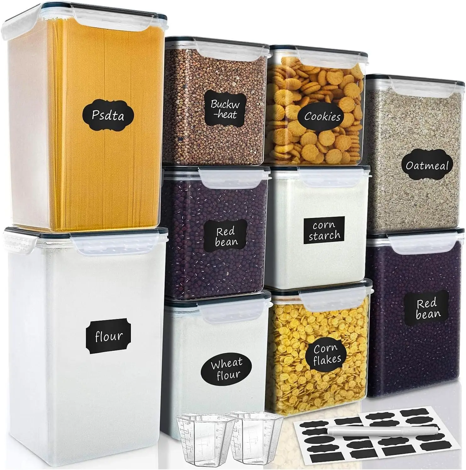 Large Tall Airtight Food Storage Containers, 10 PACK Plastic Airtight Kitchen & Pantry Organization, Ideal for Flour & Sugar Pla
Large Tall Airtight Food Storage Containers, 10 PACK Plastic Airtight Kitchen & Pantry Organization, Ideal for Flour & Sugar Pla