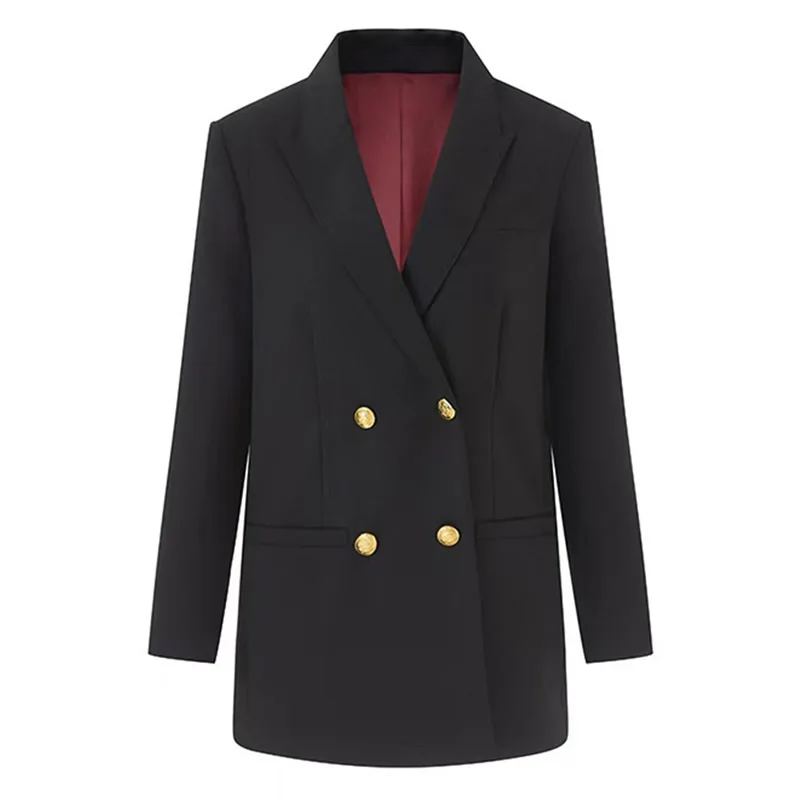 Hot Sale Women Turn-Down Collar Long Sleeve Coat Black Solid Coat
Hot Sale Women Turn-Down Collar Long Sleeve Coat Black Solid Coat