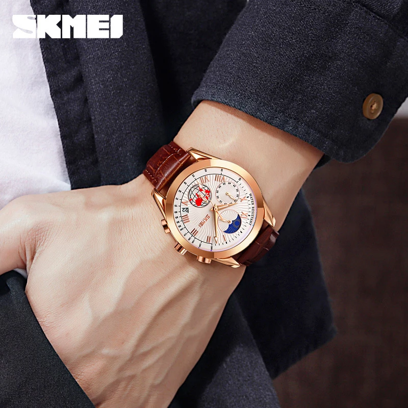 SKEMI Classic Business Men's Genuine Leather Watch 9236 Running Seconds Moon Phase Multifunction Men's Watch
SKEMI Classic Business Men's Genuine Leather Watch 9236 Running Seconds Moon Phase Multifunction Men's Watch