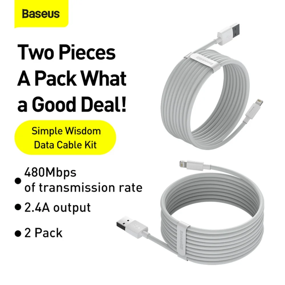 Baseus 2Pcs Fast Charging 2.4A USB to iP Cable 1.5m Braided for iPhone 14 13 12 11 Pro Max iPad Durable Data Sync Cord
Baseus 2Pcs Fast Charging 2.4A USB to iP Cable 1.5m Braided for iPhone 14 13 12 11 Pro Max iPad Durable Data Sync Cord
