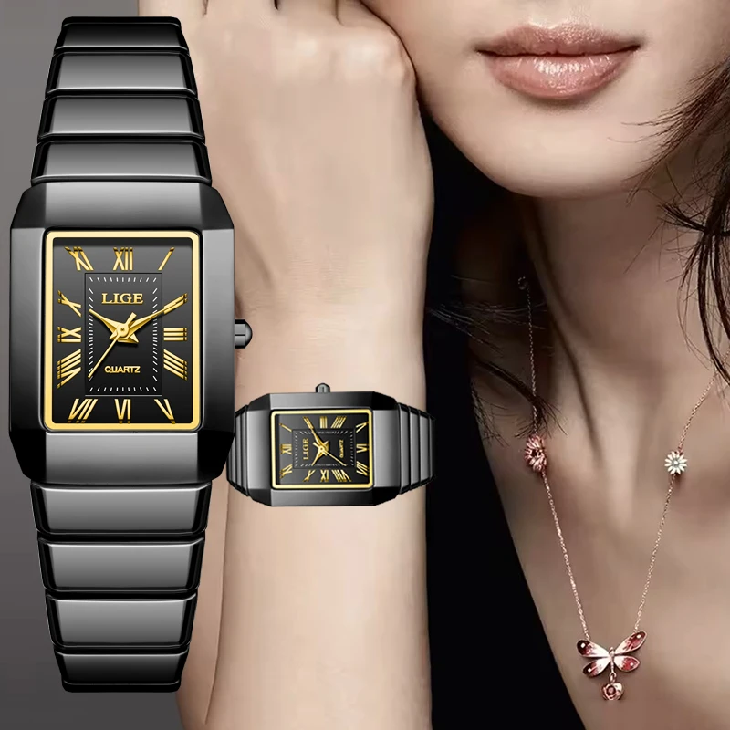 LIGE New Black Watch Women Fashion Creative Square Stainless Steel Ladies Waterproof Watches Elegant Bracelet Quartz Wristwatch
LIGE New Black Watch Women Fashion Creative Square Stainless Steel Ladies Waterproof Watches Elegant Bracelet Quartz Wristwatch