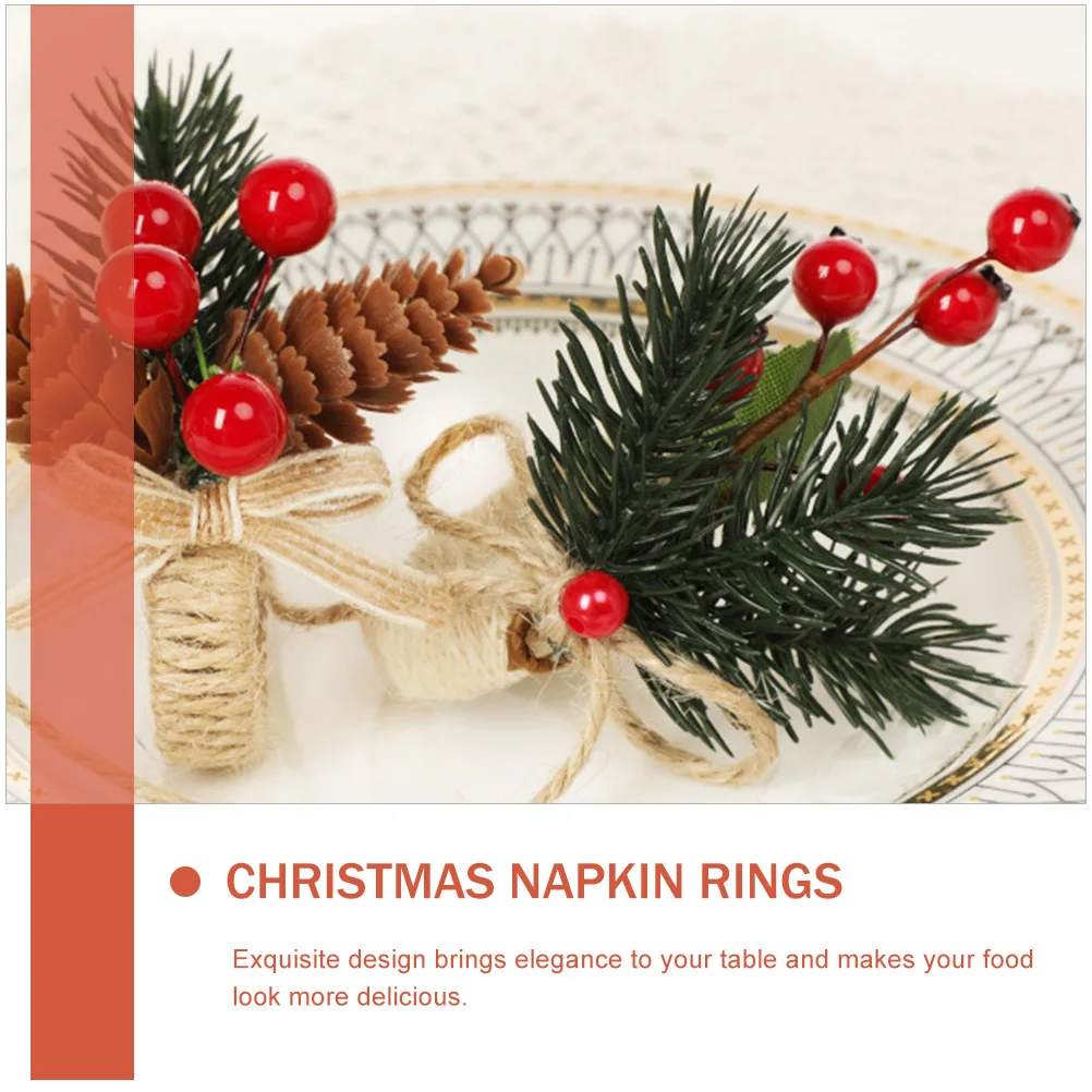 Napkin Rings Berry Wreath Design Christmas Decorations Pine Cone Xmas Party Napkin Decors Setting
Napkin Rings Berry Wreath Design Christmas Decorations Pine Cone Xmas Party Napkin Decors Setting