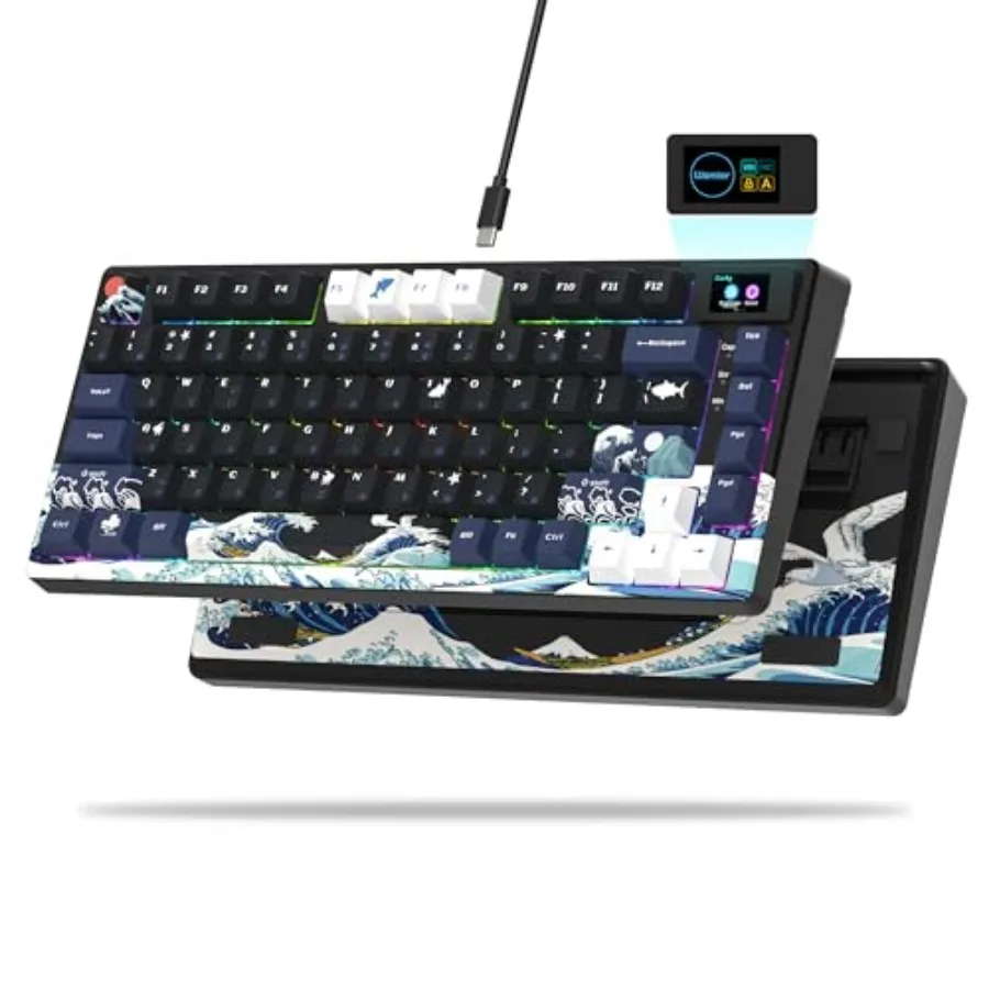 SK80 75% Keyboard with Color Multimedia Display Mechanical Gaming Keyboard Creamy Sound, Wired Hot Swappable Gasket Mount RGB C
SK80 75% Keyboard with Color Multimedia Display Mechanical Gaming Keyboard Creamy Sound, Wired Hot Swappable Gasket Mount RGB C