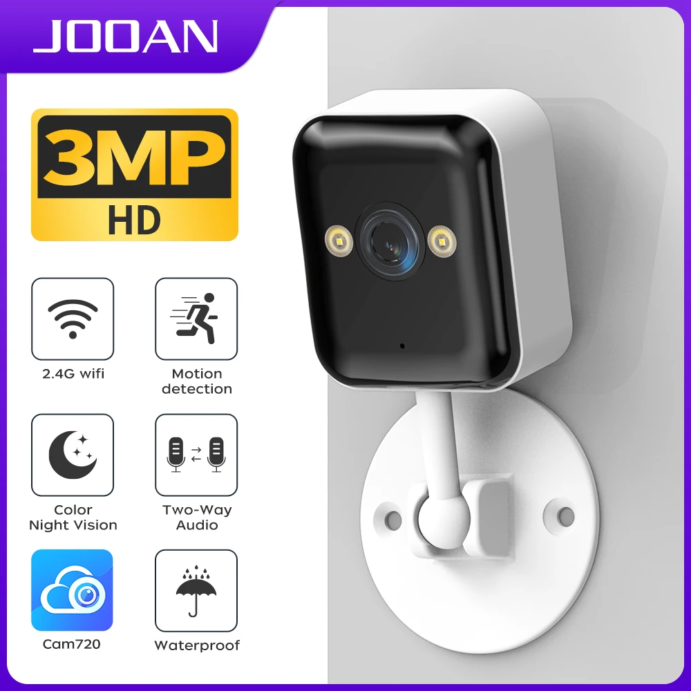 JOOAN 3MP Mini WiFi Camera Outdoor Waterproof Motion Detection IP Camera Two-way Audio Night Vision Home Security Baby Monitor
JOOAN 3MP Mini WiFi Camera Outdoor Waterproof Motion Detection IP Camera Two-way Audio Night Vision Home Security Baby Monitor