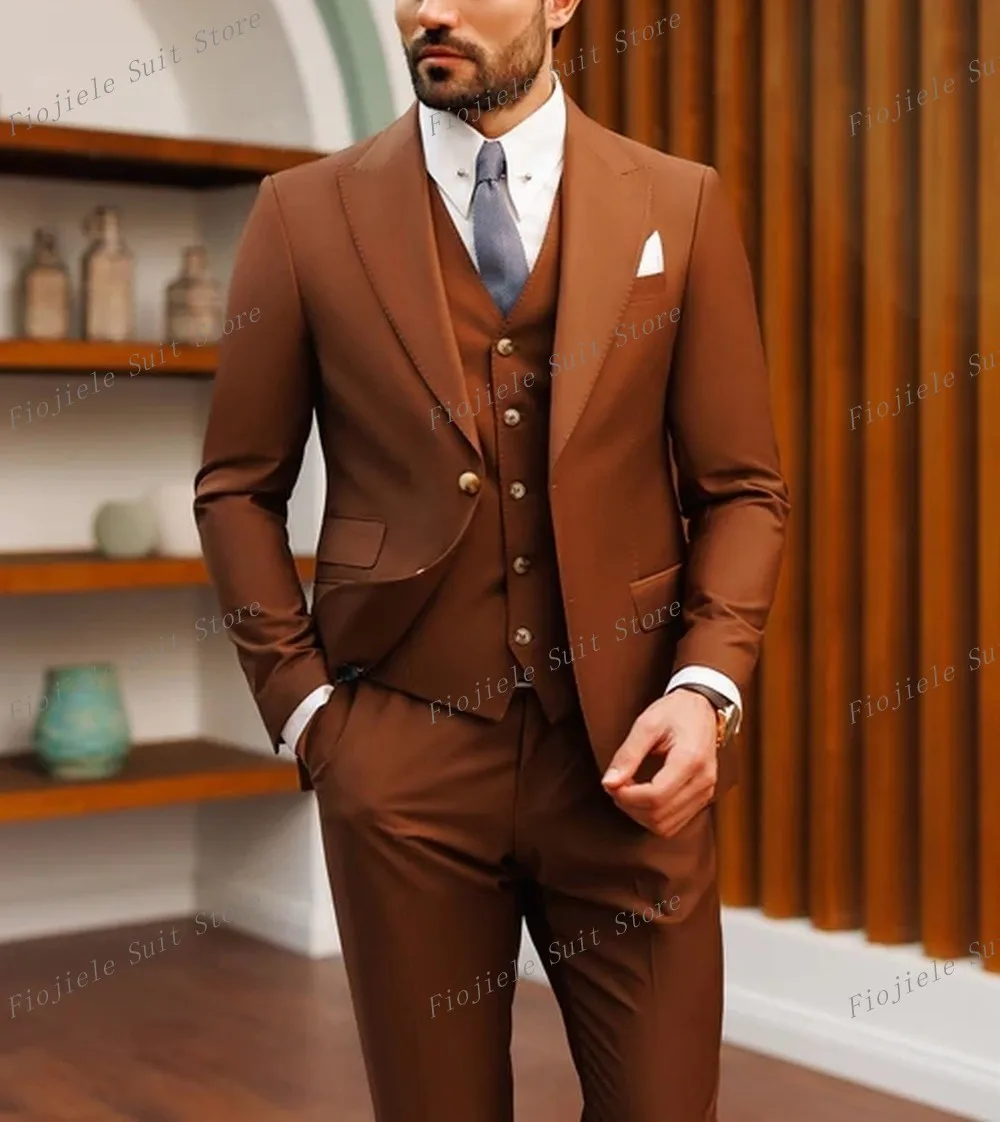 Brown Business Suit Men Tuxedos Groom Groomsman Prom Wedding Party Formal 3 Piece Set Jacket Vest Pants B48
Brown Business Suit Men Tuxedos Groom Groomsman Prom Wedding Party Formal 3 Piece Set Jacket Vest Pants B48