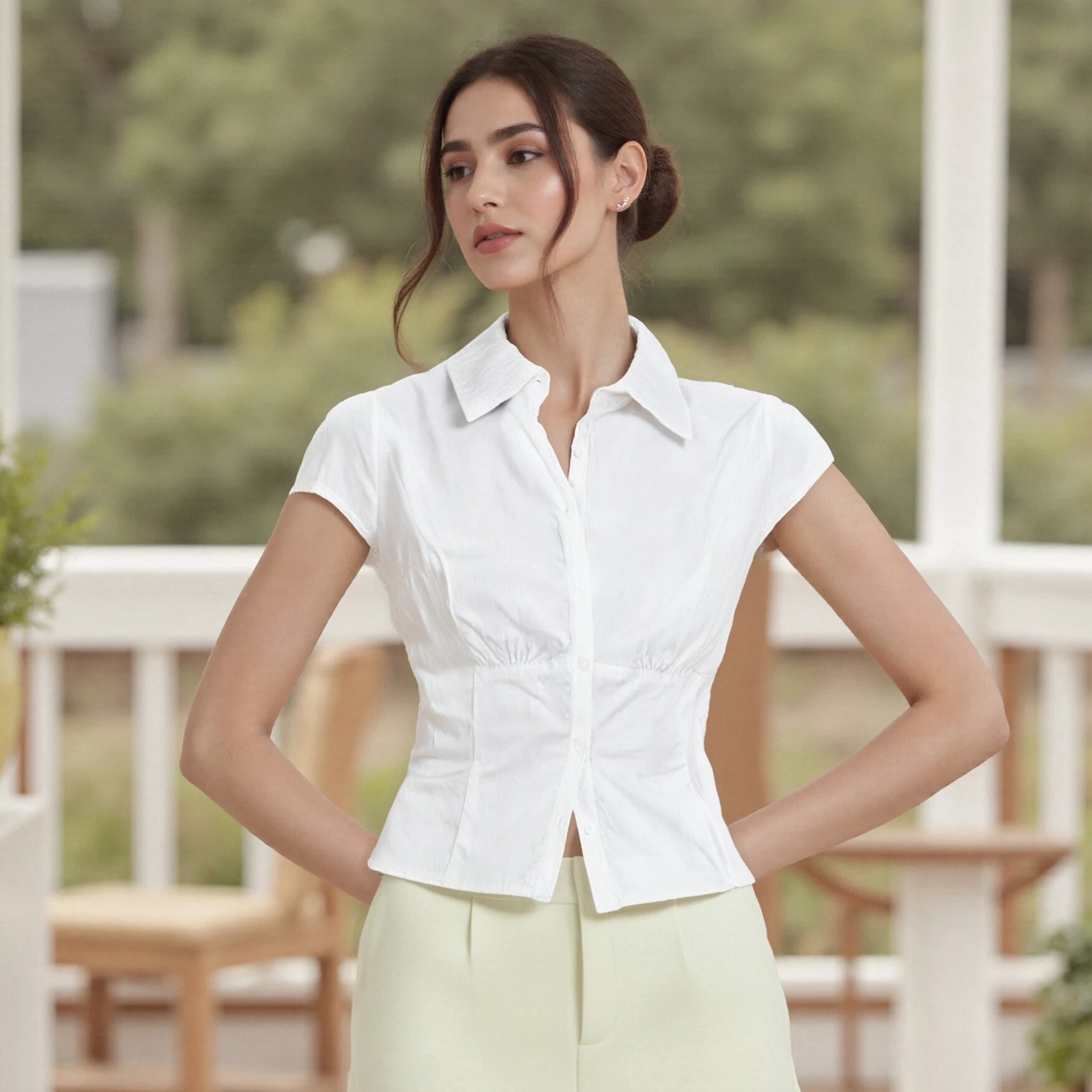 Women Summer Button down Slim Fit Shirt Casual Solid Color Short Sleeve Cropped Tops for Streetwear
Women Summer Button down Slim Fit Shirt Casual Solid Color Short Sleeve Cropped Tops for Streetwear