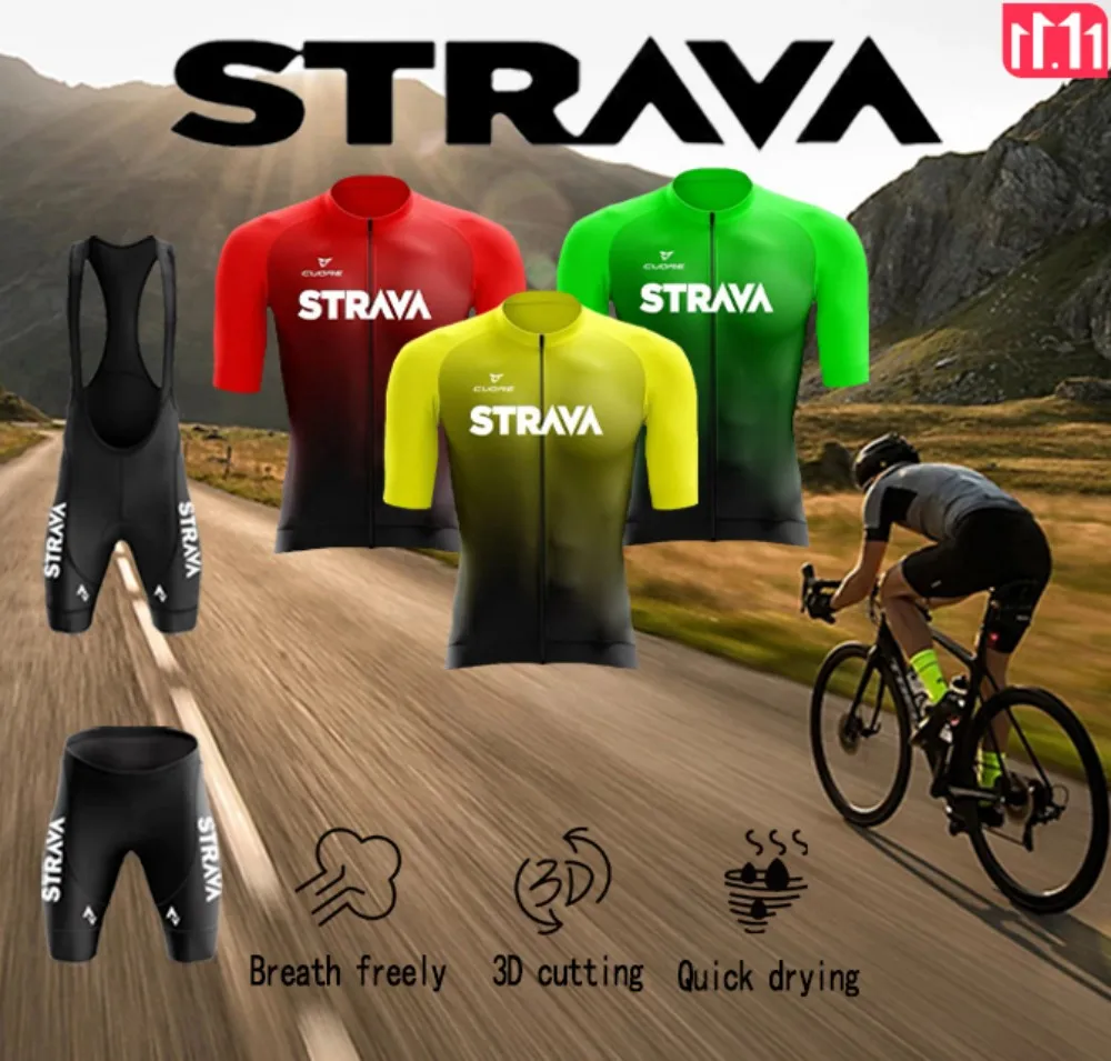 STRAVA Mountain Bike Road Bike Men's Summer Cycling Jacket Short Sleeve Bib Shorts Three-Piece Camping Riding Gear
STRAVA Mountain Bike Road Bike Men's Summer Cycling Jacket Short Sleeve Bib Shorts Three-Piece Camping Riding Gear