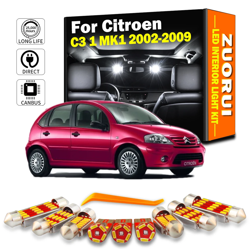 ZUORUI 10 шт. светодиодный комплект внутреннего освещения с картой для Citroen C3 1 MK1 2002 2003 2004 2005 2006 2007 2008 2009 автомобильные лампы
ZUORUI 10 шт. светодиодный комплект внутреннего освещения с картой для Citroen C3 1 MK1 2002 2003 2004 2005 2006 2007 2008 2009 автомобильные лампы