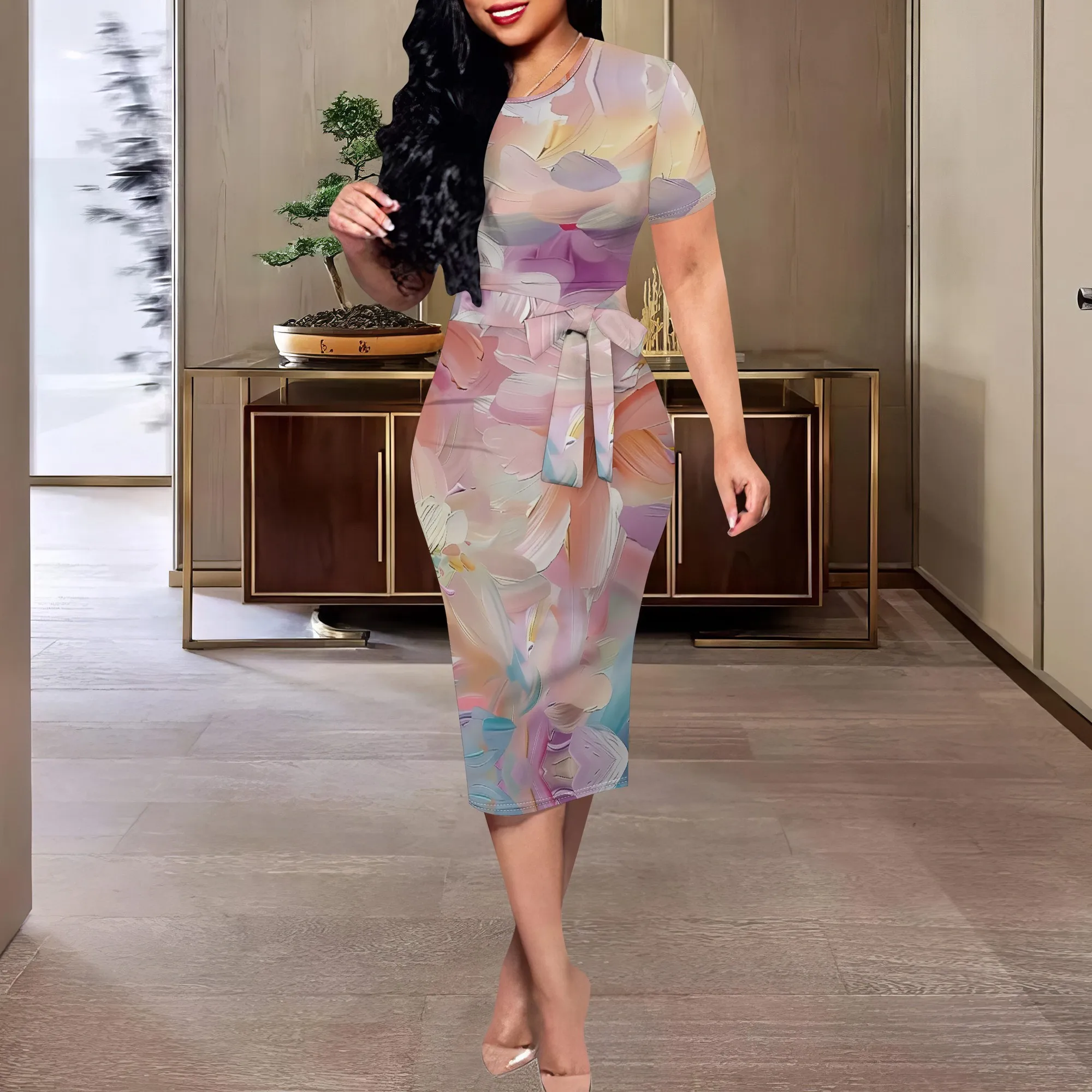 Women's Abstract Impressionist Print Midi Dress - Soft Pastel Spring Summer Office & Art Gallery Dress with Belt - XS-3XL
Women's Abstract Impressionist Print Midi Dress - Soft Pastel Spring Summer Office & Art Gallery Dress with Belt - XS-3XL