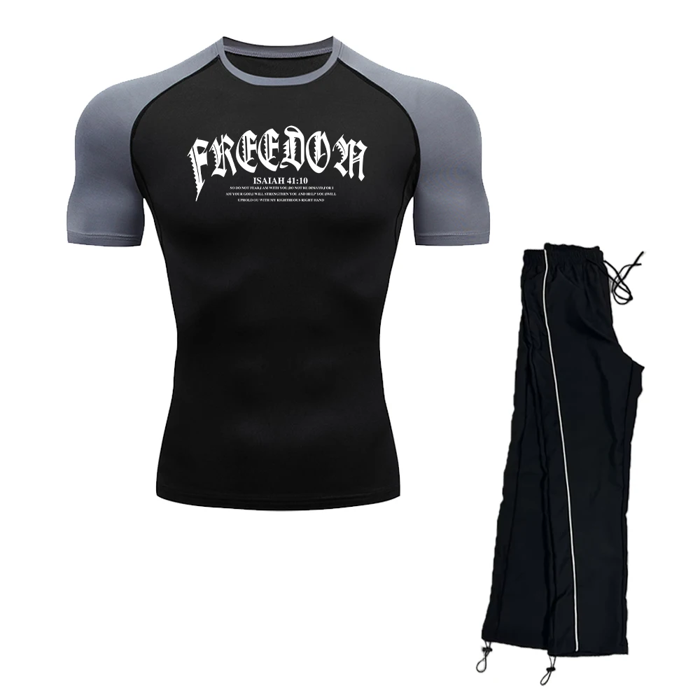 Мужская быстросохнущая рубашка с короткими рукавами и длинные брюки с принтом, комплект из двух предметов, подходит для летних фитнес-тренировок и повседневной одежды
Мужская быстросохнущая рубашка с короткими рукавами и длинные брюки с принтом, комплект из двух предметов, подходит для летних фитнес-тренировок и повседневной одежды