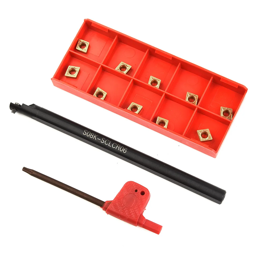 Lathe Boring Bar Inserts Steel Turning 8mm S08K-SCLCR06 CCMT060204 Tool Kit Set Parts Replacement Latest New Hot
Lathe Boring Bar Inserts Steel Turning 8mm S08K-SCLCR06 CCMT060204 Tool Kit Set Parts Replacement Latest New Hot
