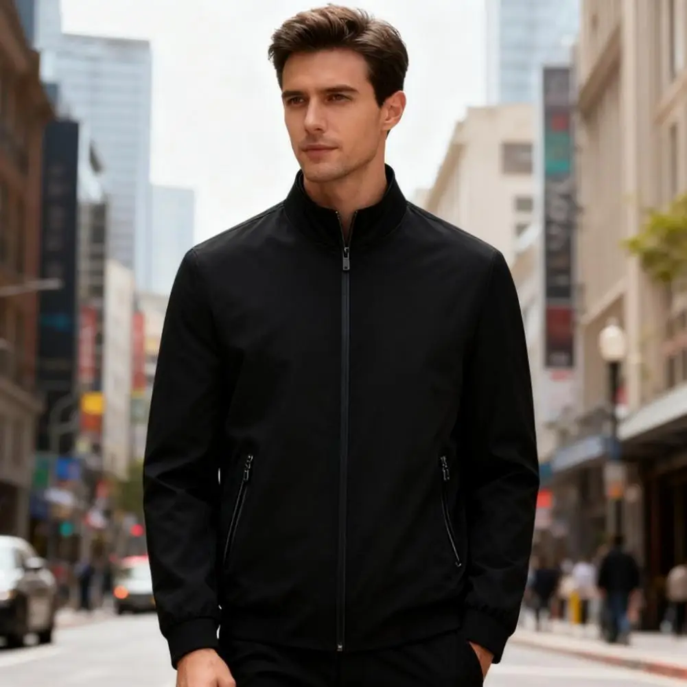 Men Coat Stylish Windproof Men's Jacket with Stand Collar Long Sleeves Zipper Closure Smart Outerwear for Men with Pockets
Men Coat Stylish Windproof Men's Jacket with Stand Collar Long Sleeves Zipper Closure Smart Outerwear for Men with Pockets
