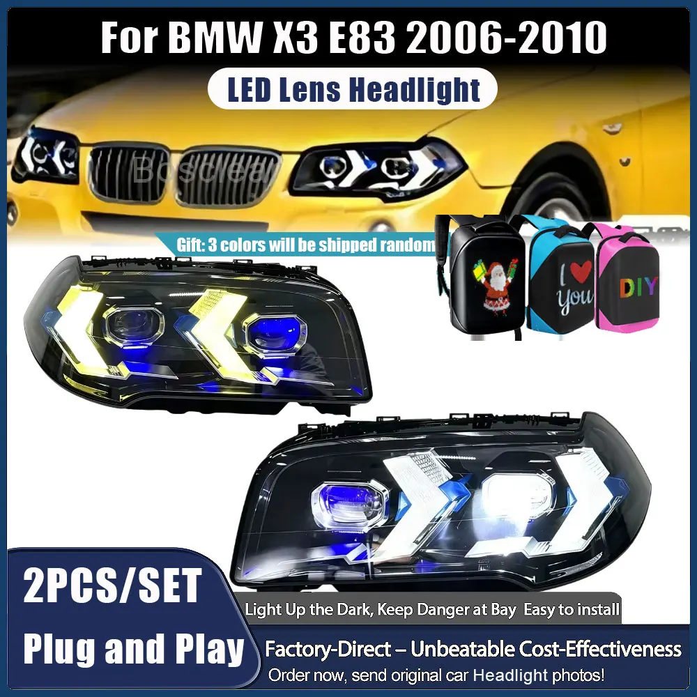 2pcs Automobile Lighting System LED Headlights for BMW X3 E83 2006-2010 LED Dynamic signal Yellow and White DRL Car Accessories
2pcs Automobile Lighting System LED Headlights for BMW X3 E83 2006-2010 LED Dynamic signal Yellow and White DRL Car Accessories
