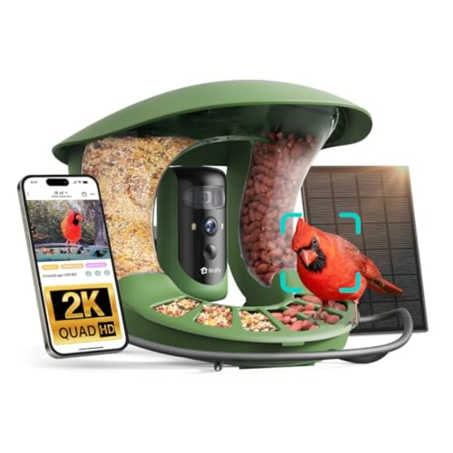 Backyard birdwatching smart feeder with solar power, ABS plastic body, black finish, AI bird species identification and dual-le
Backyard birdwatching smart feeder with solar power, ABS plastic body, black finish, AI bird species identification and dual-le