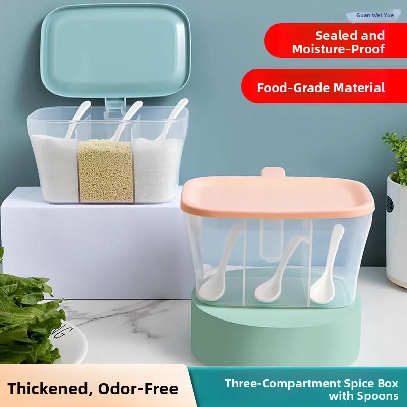 Kitchen Storage Spice Box Set Multi-Grid Home Use Plastic Material Creatively Designed Salt Pepper Seasoning Bottle Holder
Kitchen Storage Spice Box Set Multi-Grid Home Use Plastic Material Creatively Designed Salt Pepper Seasoning Bottle Holder