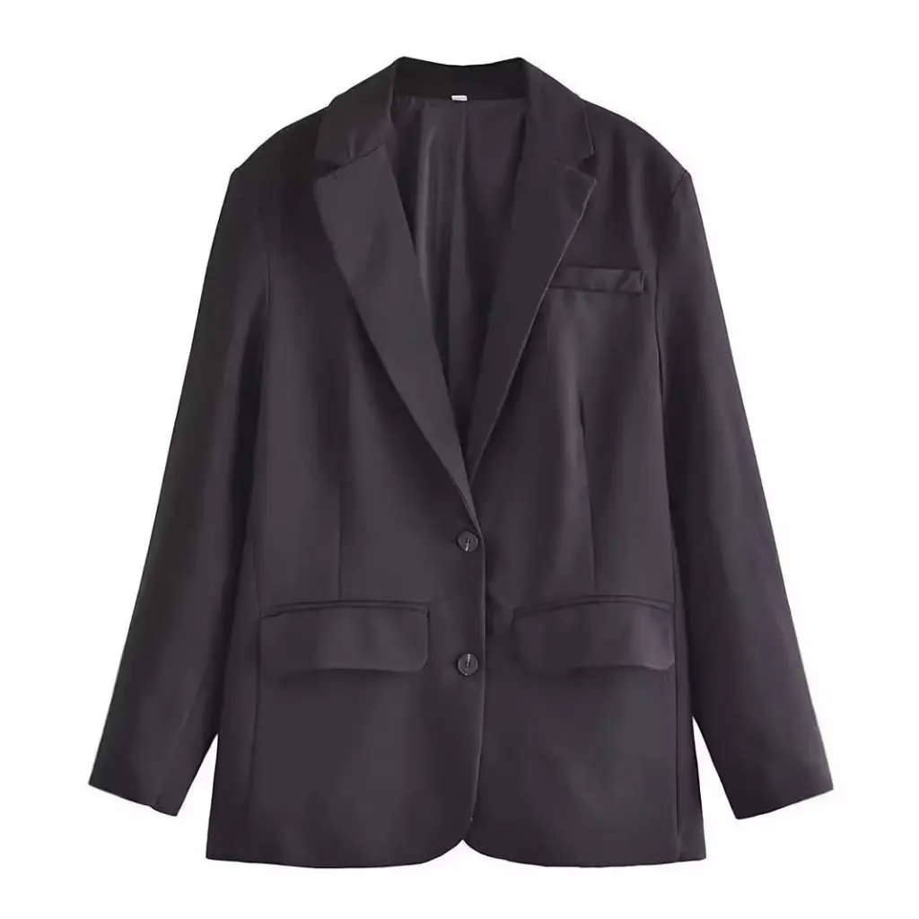 Женский пиджак с длинными рукавами и лацканами на пуговицах в европейском и американском стиле, свободная посадка, разноцветная осенне-зимняя рабочая одежда
Женский пиджак с длинными рукавами и лацканами на пуговицах в европейском и американском стиле, свободная посадка, разноцветная осенне-зимняя рабочая одежда