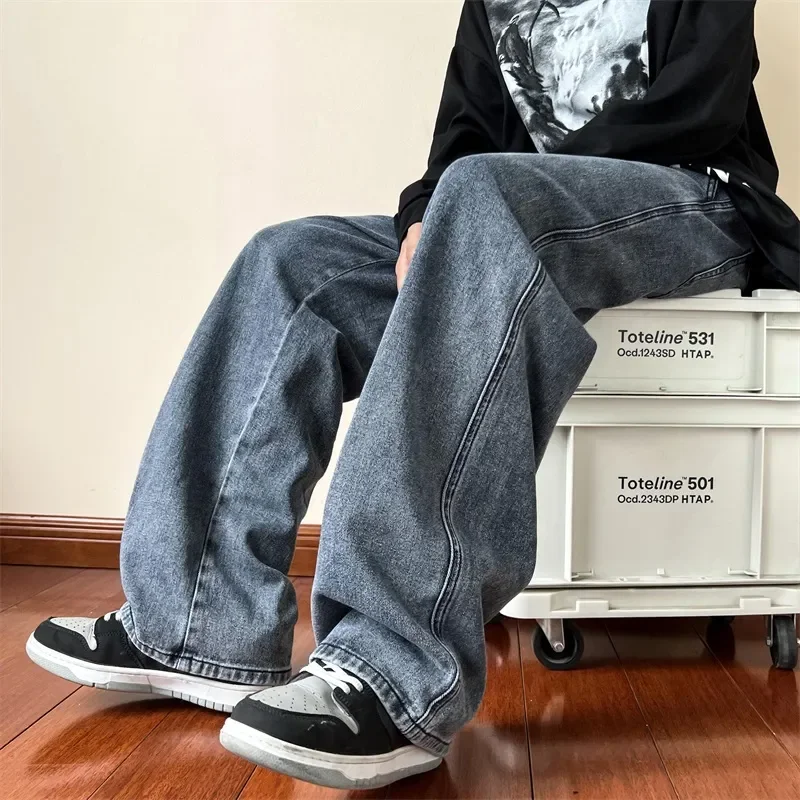 Jeans Men's Trendy Brand Loose Straight Leg Denim Pants Hip Hop Solid Color Casual Trousers Harajuku Male Bottoms
Jeans Men's Trendy Brand Loose Straight Leg Denim Pants Hip Hop Solid Color Casual Trousers Harajuku Male Bottoms