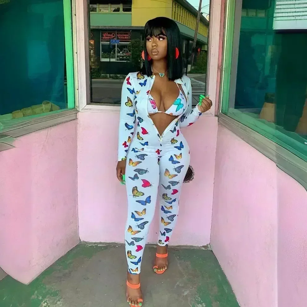 Butterfly Print Long-sleeved Slim-fit Women's Clothing Women's Clothing Slim-fit Butterfly Print Zipper Jumpsuit (excluding Bra)
Butterfly Print Long-sleeved Slim-fit Women's Clothing Women's Clothing Slim-fit Butterfly Print Zipper Jumpsuit (excluding Bra)