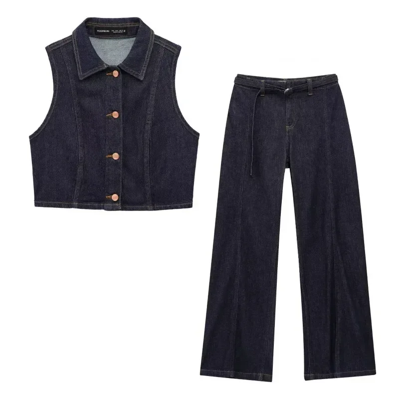 TRAFZR Minimalist Sets Vintage Denim Flare Pants Set Women's Summer Suit Set Vacation Outfits Woman Sleeveless Vest Sets
TRAFZR Minimalist Sets Vintage Denim Flare Pants Set Women's Summer Suit Set Vacation Outfits Woman Sleeveless Vest Sets