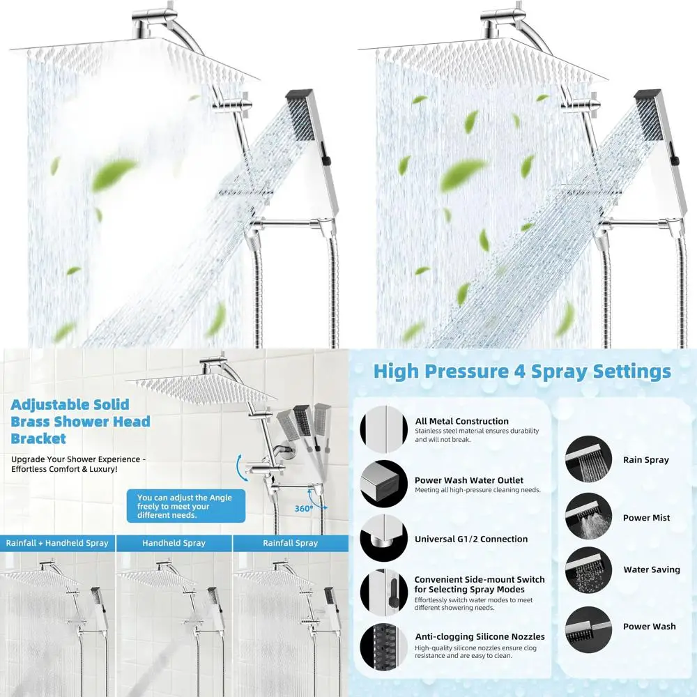 Комплект для душа Rainfall 12 в 1 с двойными распылителями, насадкой высокого давления, удлинительной ручкой 16 дюймов, шлангом 71 дюйм, держателем, хромированный
Комплект для душа Rainfall 12 в 1 с двойными распылителями, насадкой высокого давления, удлинительной ручкой 16 дюймов, шлангом 71 дюйм, держателем, хромированный