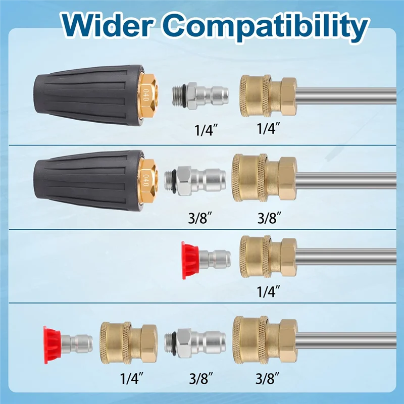 A33Z-4000PSI Набор насадок для мойки высокого давления — эффективная мойка с турбонасадкой и быстроразъемным подключением 1/4 дюйма и 3/8 дюйма, 7 насадок
A33Z-4000PSI Набор насадок для мойки высокого давления — эффективная мойка с турбонасадкой и быстроразъемным подключением 1/4 дюйма и 3/8 дюйма, 7 насадок