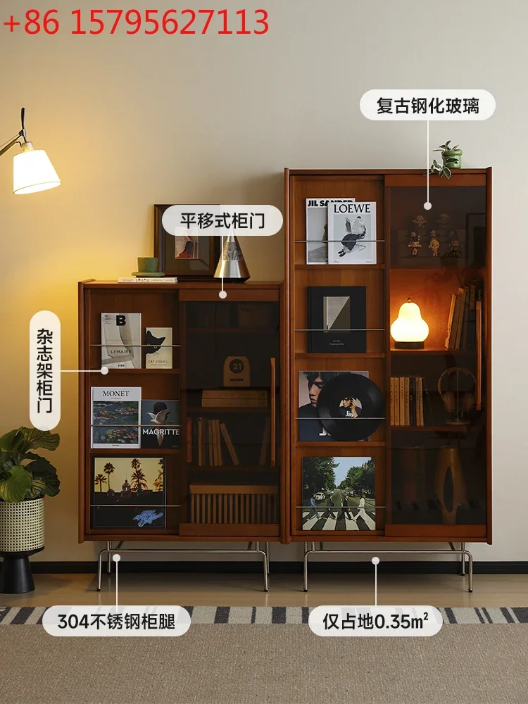 Nordic solid wood bookcase household glass door bookshelf display case study magazine cabinet locker
Nordic solid wood bookcase household glass door bookshelf display case study magazine cabinet locker