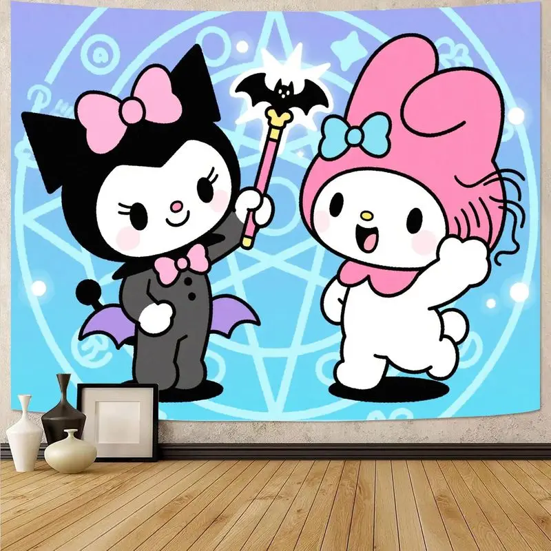 1 шт. Sanrio Kuromi My Melody Хэллоуин гобелен, кавайный розовый синий волшебный настенный рисунок, эстетический полиэстер, декор для спальни в общежитии, подарок f
1 шт. Sanrio Kuromi My Melody Хэллоуин гобелен, кавайный розовый синий волшебный настенный рисунок, эстетический полиэстер, декор для спальни в общежитии, подарок f