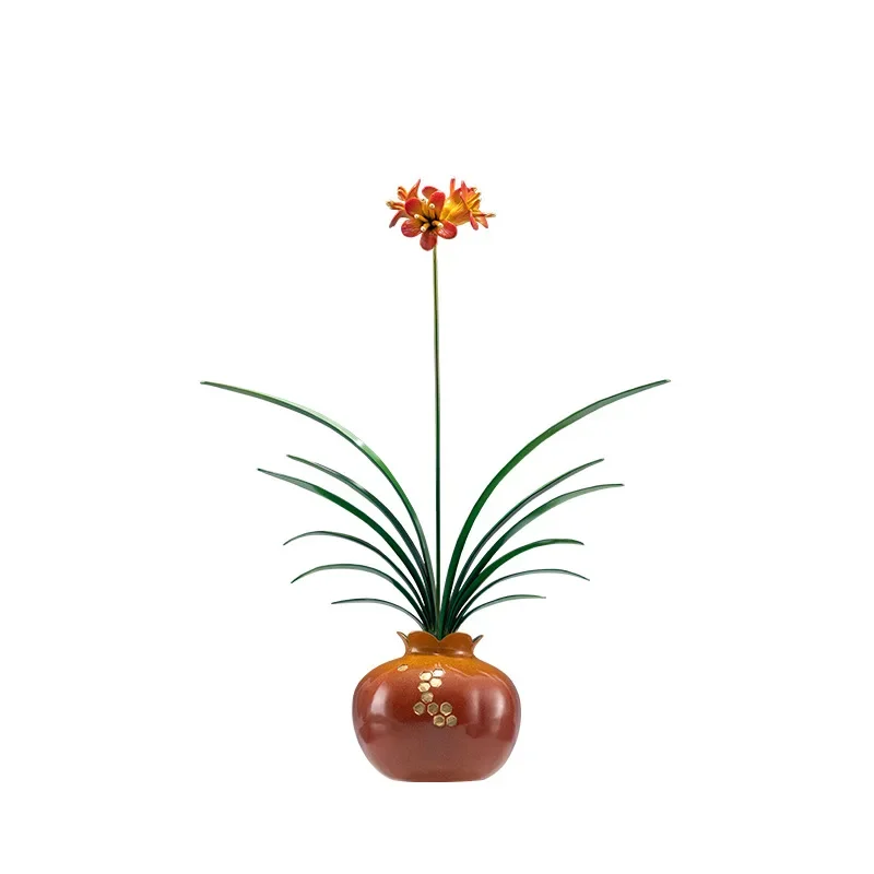 Copper golden years Clivia flower simulation flower ornament office vase orchid living room 
Copper golden years Clivia flower simulation flower ornament office vase orchid living room