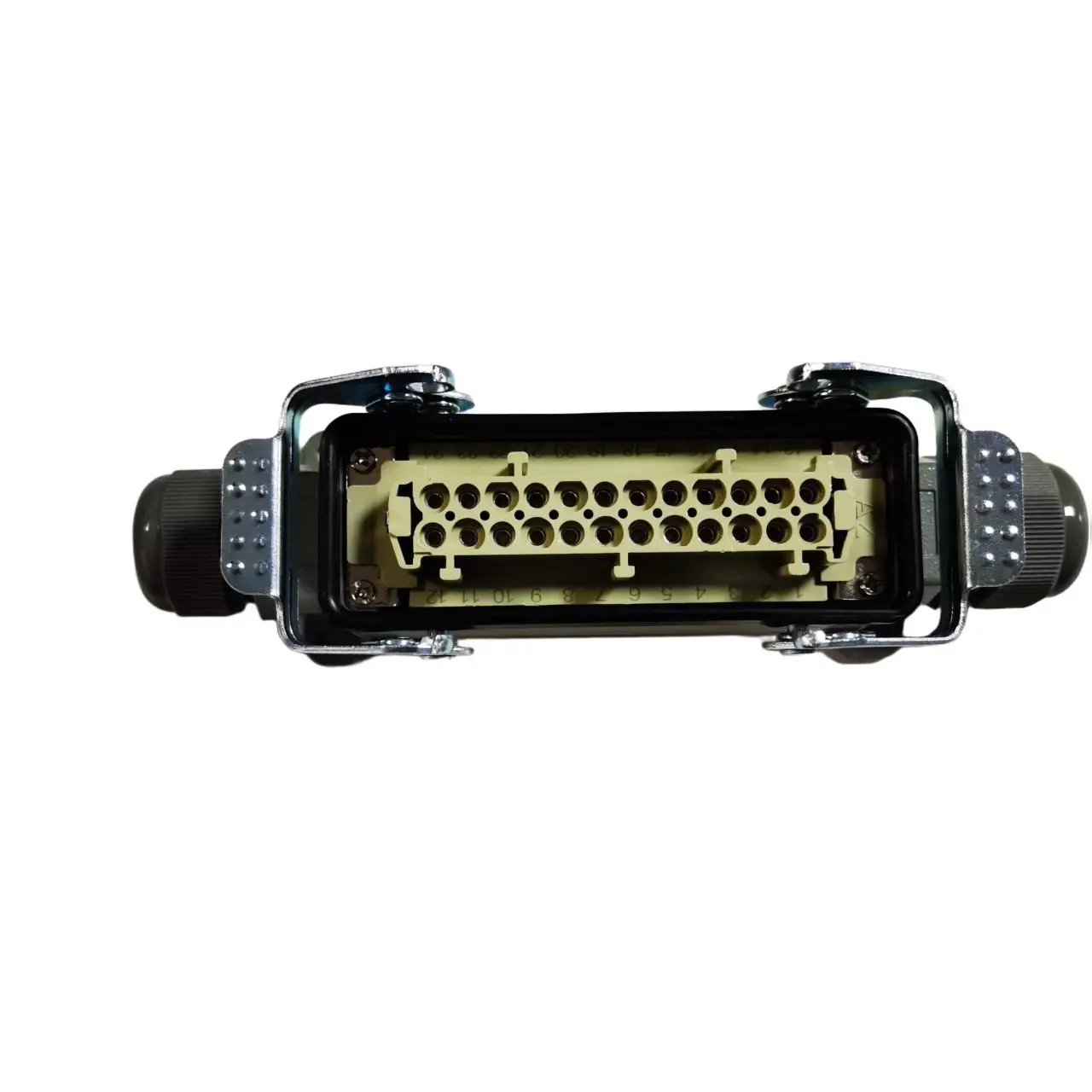 HDC-HE-024 24 core heavy duty connector with high base female socket and double openings gland cable PG21
HDC-HE-024 24 core heavy duty connector with high base female socket and double openings gland cable PG21