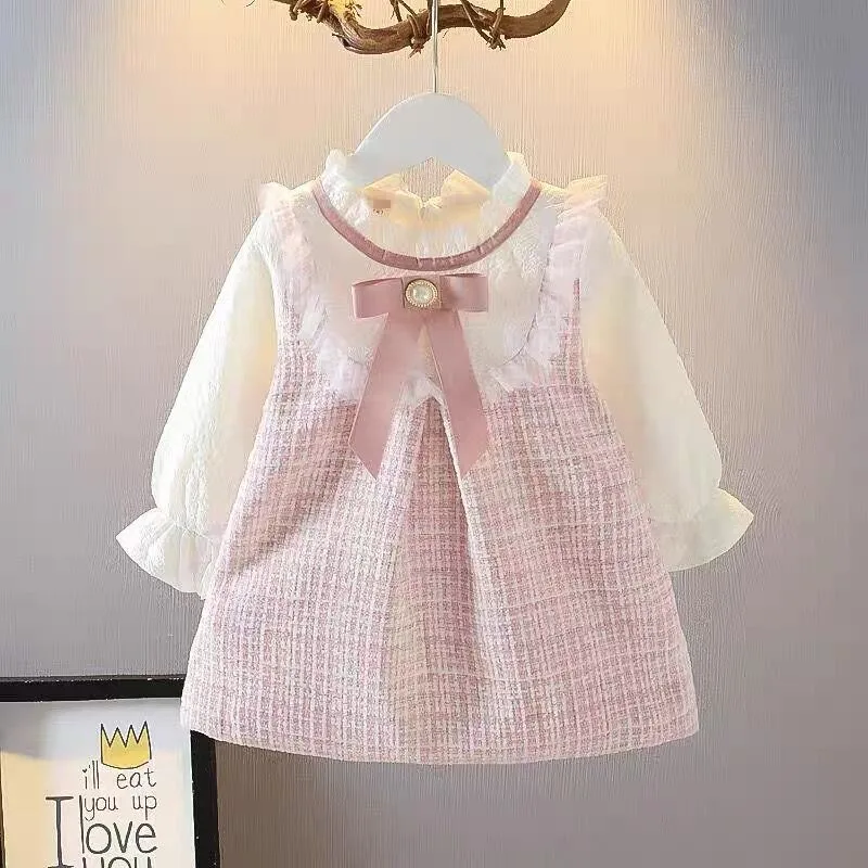 Girls Long Sleeve Skirt Cute Loose Dress Outer Wear Spring New Korean Style Clothing Kids Casual Fashion Round Neck Bow Skirt
Girls Long Sleeve Skirt Cute Loose Dress Outer Wear Spring New Korean Style Clothing Kids Casual Fashion Round Neck Bow Skirt