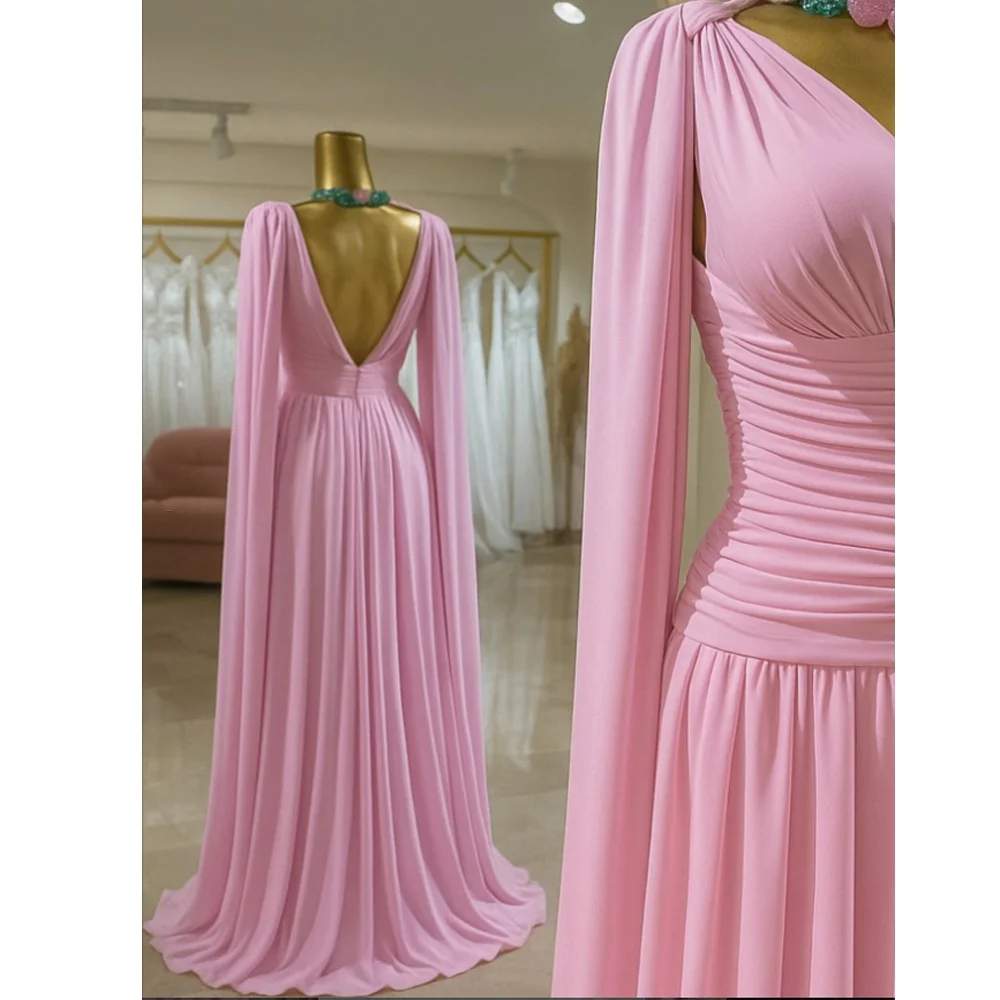 Customized Long Chiffon Evening Dresses with Cape A-Lin V-Neck فساتين سهرة Watteau Train Korean Prom Dress for Women 2026
Customized Long Chiffon Evening Dresses with Cape A-Lin V-Neck فساتين سهرة Watteau Train Korean Prom Dress for Women 2026