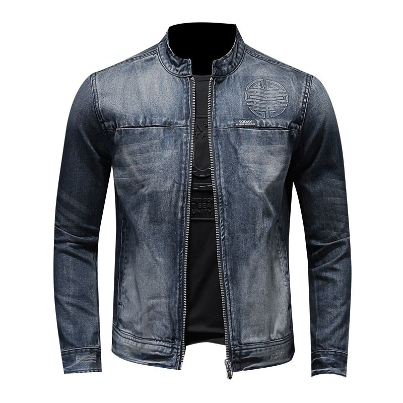 New Stand-up Collar Blue Denim Jacket Men's Slim Fitting Motorcycle Style Casual Outdoor Top Clothing Coat
New Stand-up Collar Blue Denim Jacket Men's Slim Fitting Motorcycle Style Casual Outdoor Top Clothing Coat
