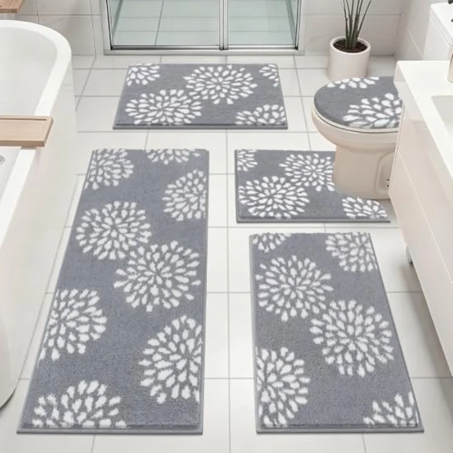 HEBE Floral Bathroom Rugs Set 5 Pcs, Non Slip Washable Bath Mat Set for Bathroom, Absorbent Microfiber Bath Carpet with U-Shape
HEBE Floral Bathroom Rugs Set 5 Pcs, Non Slip Washable Bath Mat Set for Bathroom, Absorbent Microfiber Bath Carpet with U-Shape