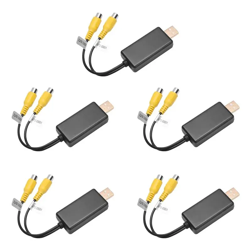 5X USB To CVBS RCA Video Output Adapter Box Interface Connect To Monitor Display Device For Android Radio Multimedia(A)
