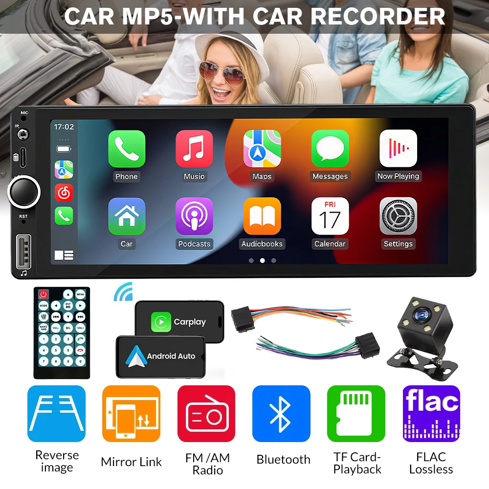 Автомобильный MP5-плеер 1 DIN с IPS-экраном 6,86 дюйма, Bluetooth, FM, USB, сенсорным экраном, поддержкой беспроводного CarPlay, Android Auto и камерой заднего вида
Автомобильный MP5-плеер 1 DIN с IPS-экраном 6,86 дюйма, Bluetooth, FM, USB, сенсорным экраном, поддержкой беспроводного CarPlay, Android Auto и камерой заднего вида