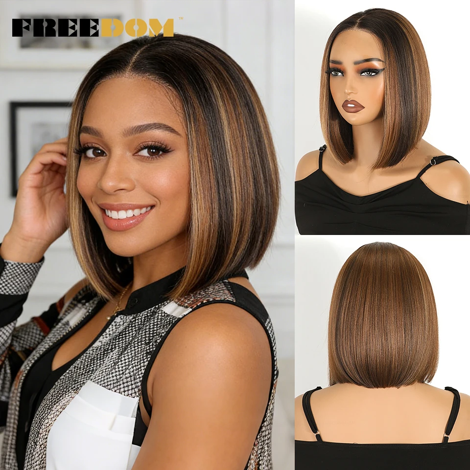 FREEDOM 10" Short Bob Wig Synthetic Lace Front Wigs For Women 13x3 Pre Plucked Free Part Lace Wig Ombre Brown Blonde Cosplay Wig
FREEDOM 10" Short Bob Wig Synthetic Lace Front Wigs For Women 13x3 Pre Plucked Free Part Lace Wig Ombre Brown Blonde Cosplay Wig