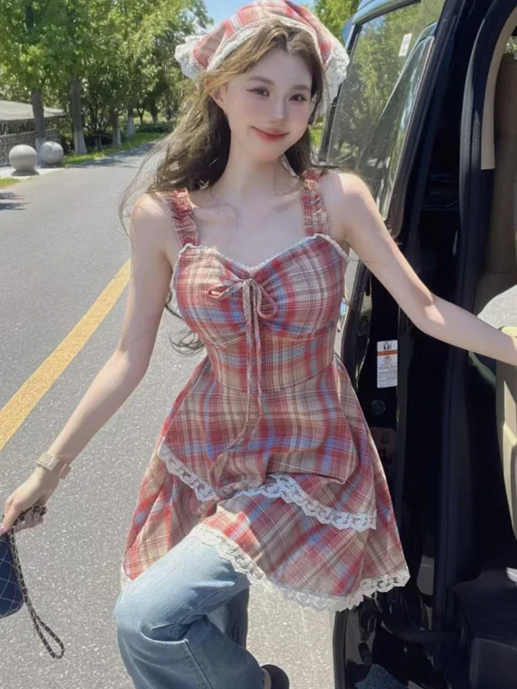 Summer Elegant Bow Square Collar Sling Dress Women Korean Casual Chic Y2k Dress 2025 New Pink Plaid Chic Lace Tierred Mini Dress
Summer Elegant Bow Square Collar Sling Dress Women Korean Casual Chic Y2k Dress 2025 New Pink Plaid Chic Lace Tierred Mini Dress