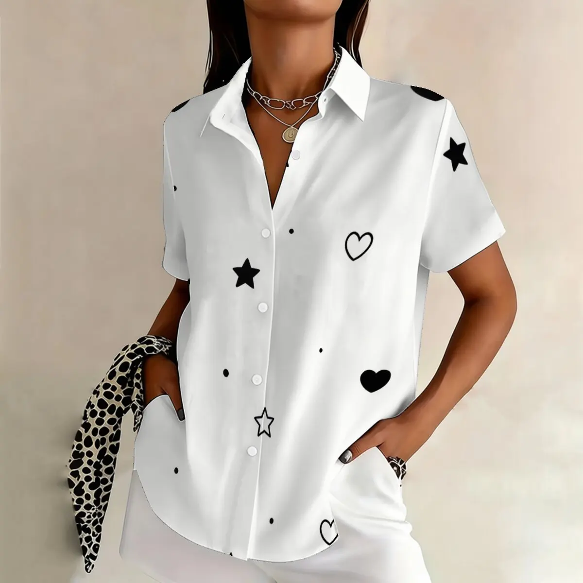 Summer plus-size women's short-sleeve shirt,simple and casual style,versatile for daily commute,outdoor activities and social
Summer plus-size women's short-sleeve shirt,simple and casual style,versatile for daily commute,outdoor activities and social