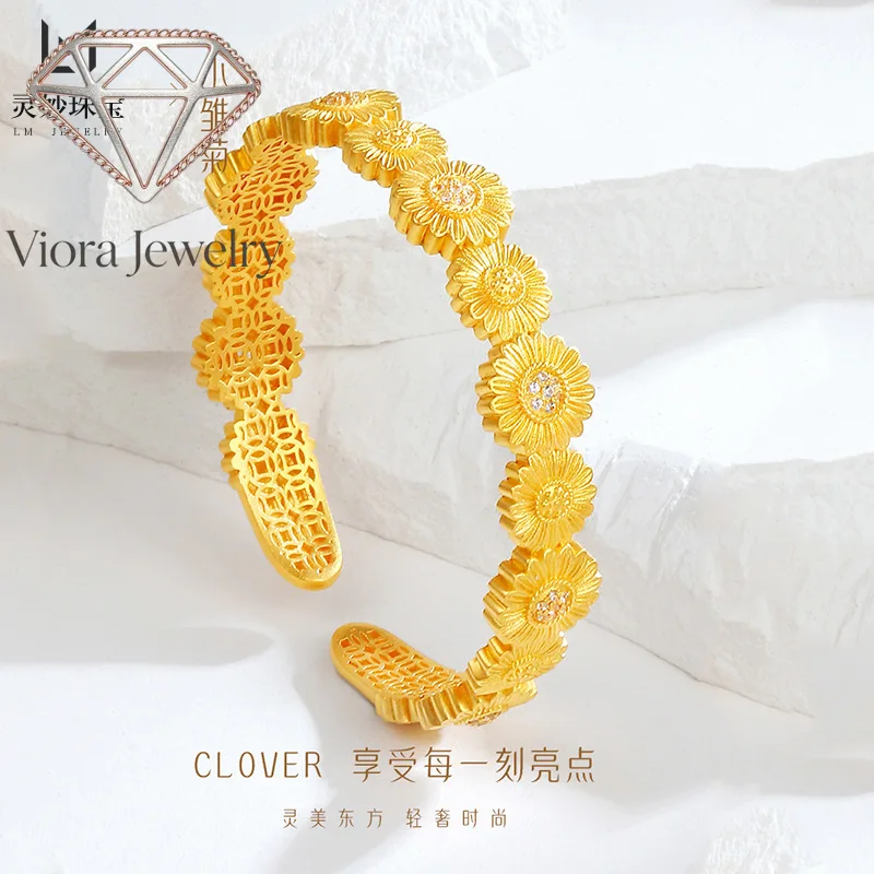 Viora Jewelry Gold shop same style small daisy bracelet pendant open solid bracelet 24K real gold 9999 new retro gift for girlfr
Viora Jewelry Gold shop same style small daisy bracelet pendant open solid bracelet 24K real gold 9999 new retro gift for girlfr